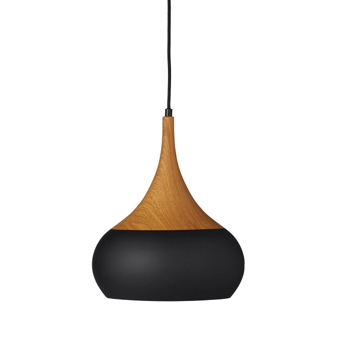 Lampa wisząca Lucy Woodlike Teak/Czarny 30cm